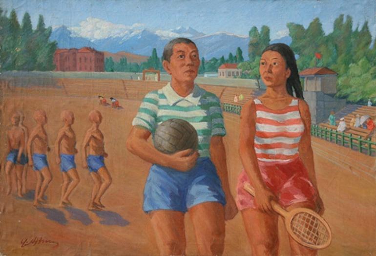 Гапар Айтиев. "Дене тарбиячылар". Май боёк.