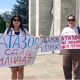 Ак Үйдүн алдында Шайлообек Атазовдун мандатын тапшырууну талап кылгандар акция өткөрдү